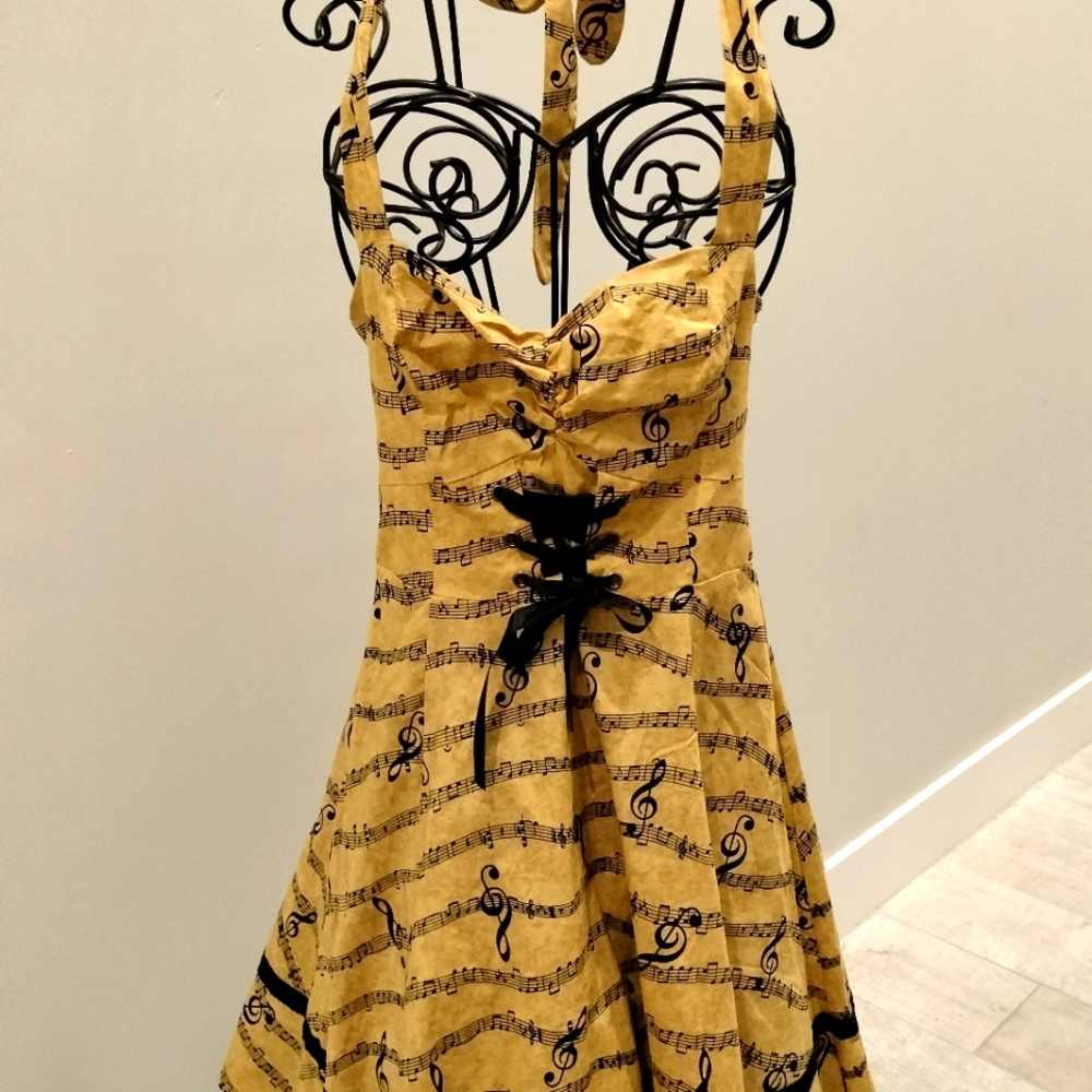 Women's Hot Topic Music Notes Halter Dress
